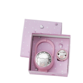 Set of Clip and Pacifier Holder for Girl with Pink Bear Face